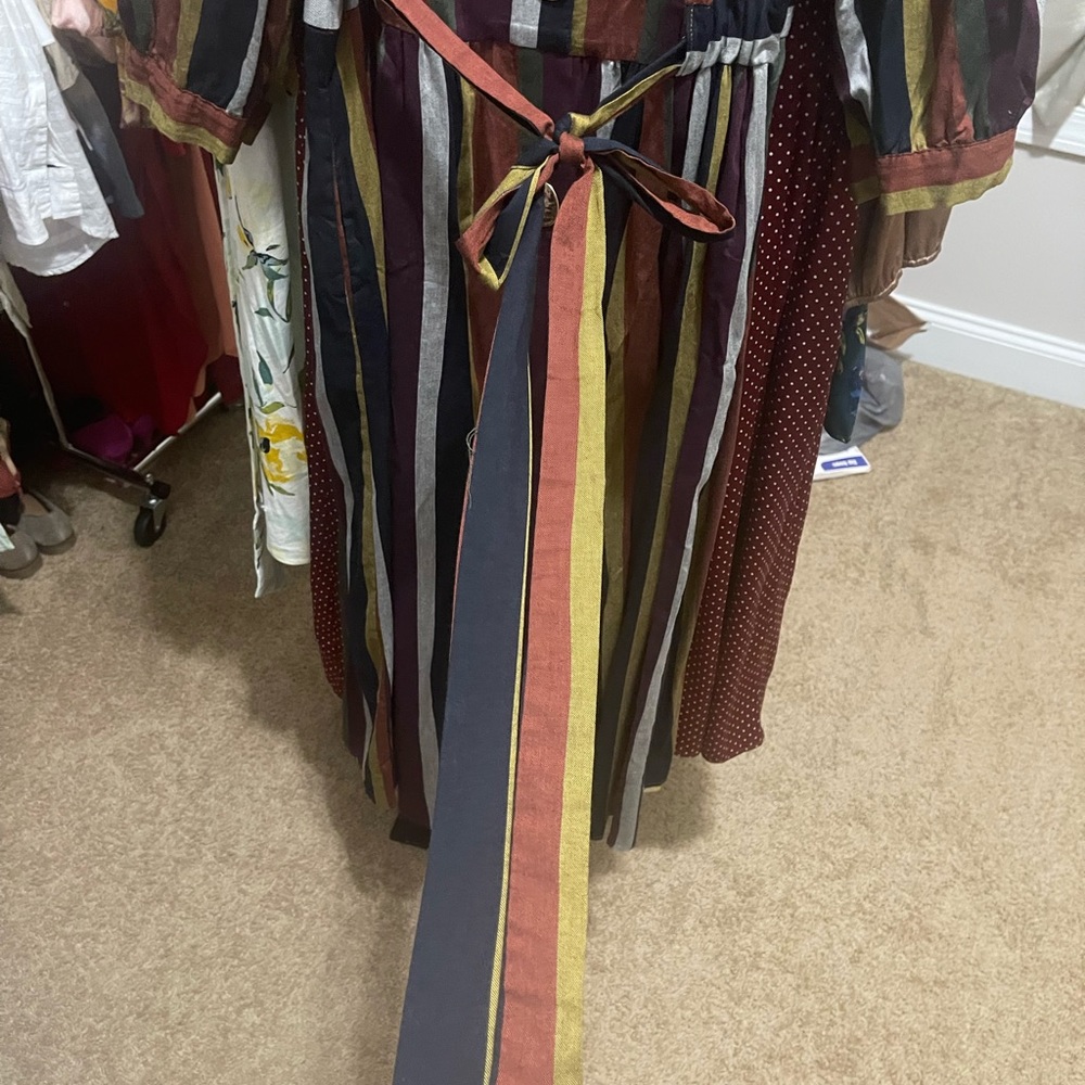 Multiple striped. Gold buttons. Dress. - Picture 6 of 6